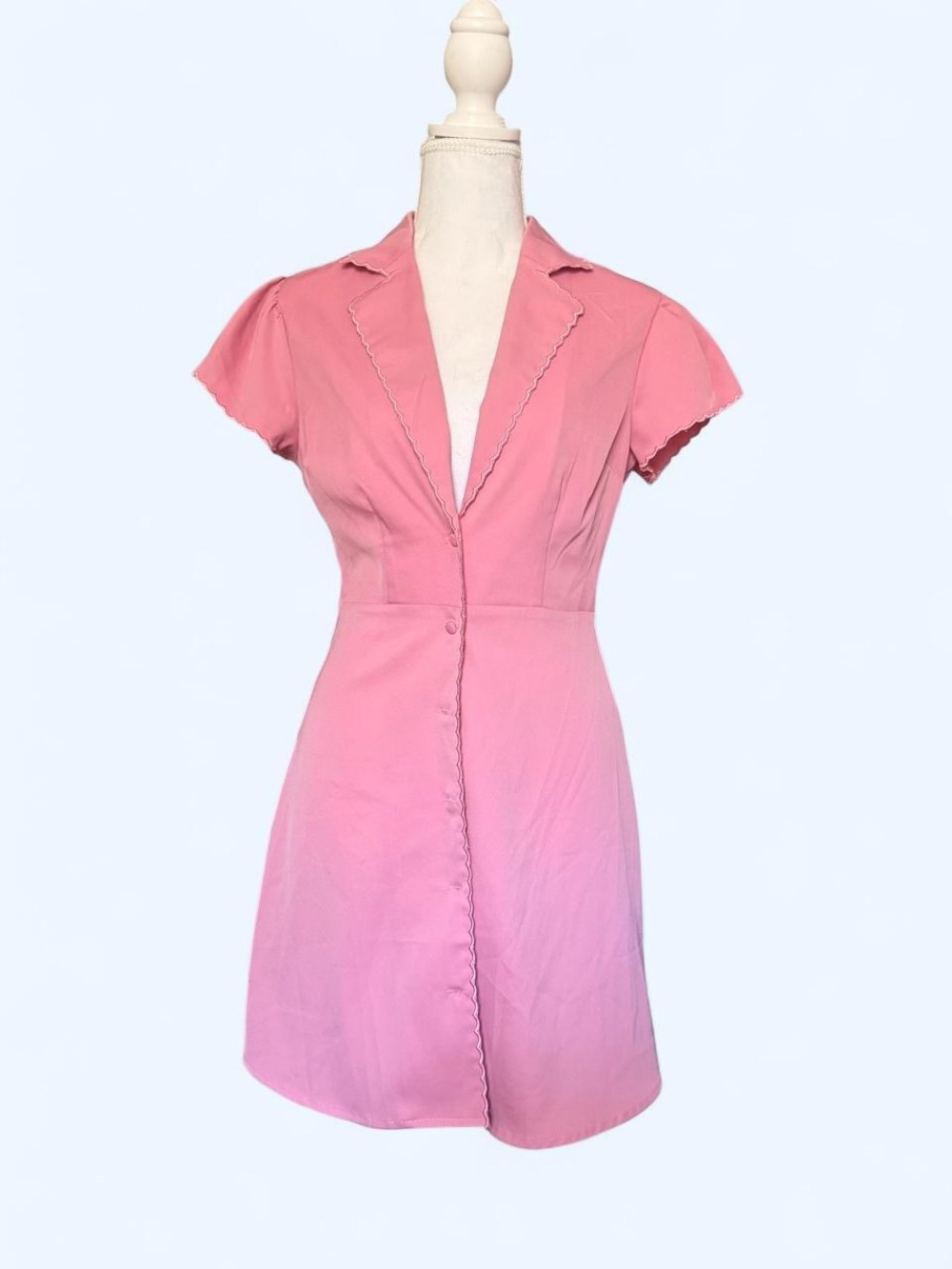 🩷 Urban Outfitters Pink Scallop Trim Mini Dress 🩷